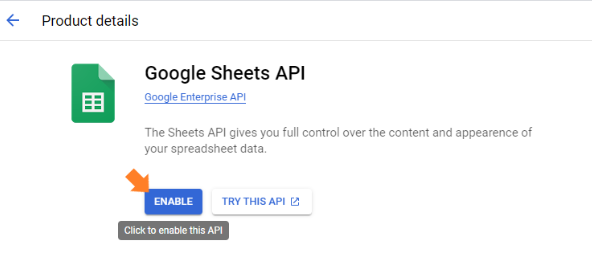 Google Sheet Enable