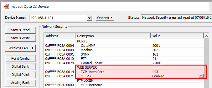 PAC Manager Network Security Settings