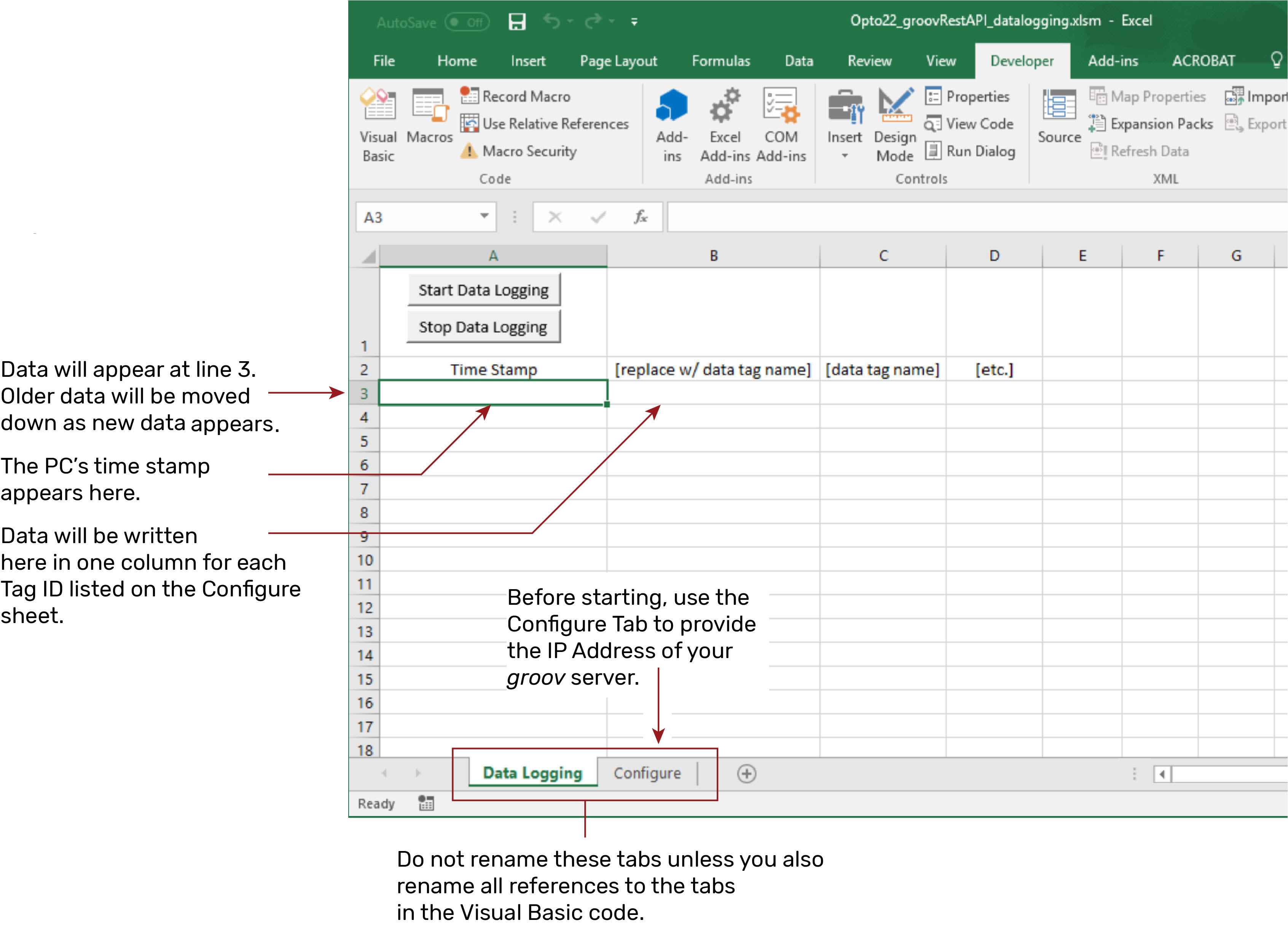 Log _groov_ data to Excel