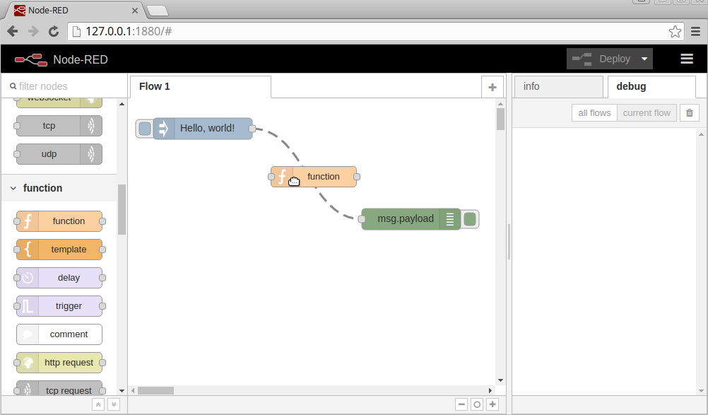 spiralformet Modig overalt Node-RED Hello, world! Example, part 2 | Opto 22 Developer