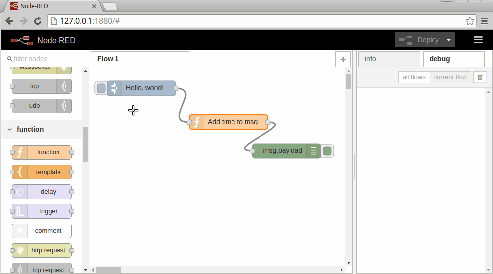 Node-RED Hello, world! Example, part 2 | Opto 22 Developer