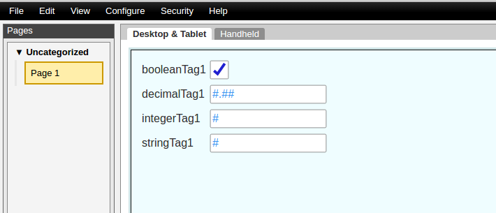 Sample Groov page with Data Store gadgets